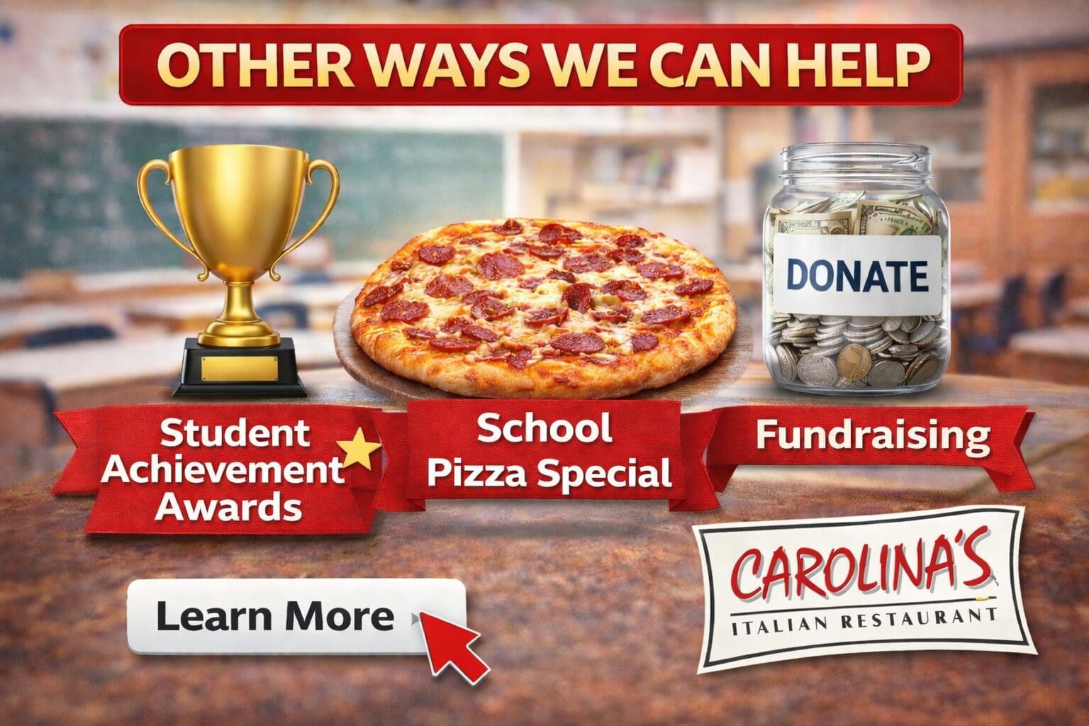 School fundraising programs Orange County Carolina's Italian Restaurant